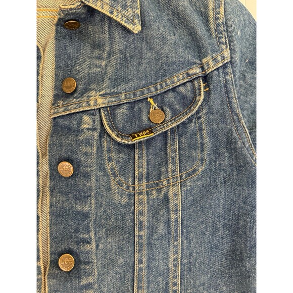 Vtg 70s LEE 101-J Denim Jacket Chore Work Riders Western Cowboy Blue Barn Sz 7/8 - Picture 4 of 9